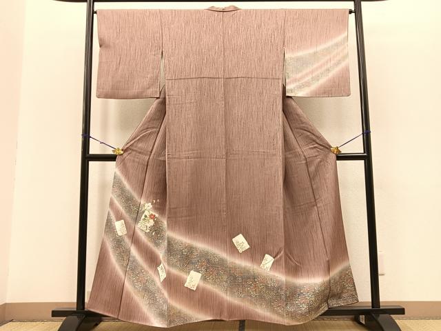 平和屋着物■訪問着 刺繍 破れ色紙枝椿文 暈し染め 金彩 正絹 逸品 BAAO3230hv