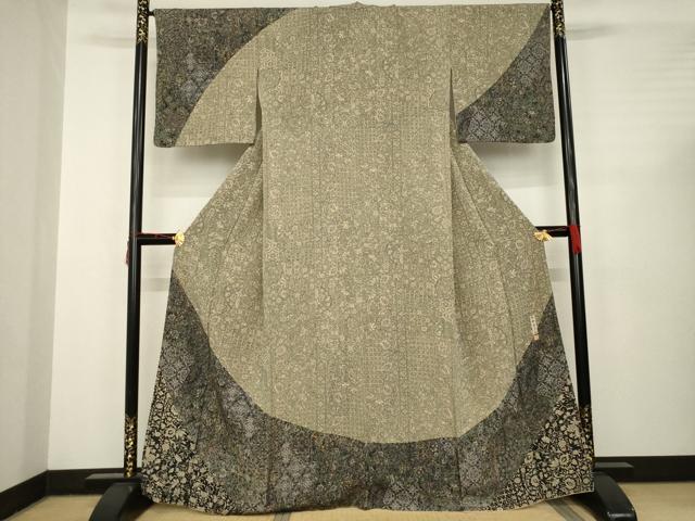 平和屋着物●今井喜三郎　訪問着　更紗花文　正絹　逸品　AABC3521ckのサムネイル