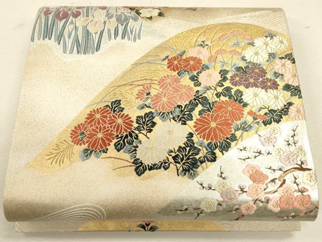 平和屋着物◎六通柄袋帯　唐織　琳派桃山山麗文　金銀糸　正絹　逸品　CAAU1495ft(4)