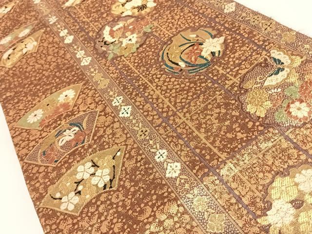 平和屋着物◎両面六通柄袋帯　慶長華小袖　金糸　引箔　正絹　逸品　AAAO2982wt