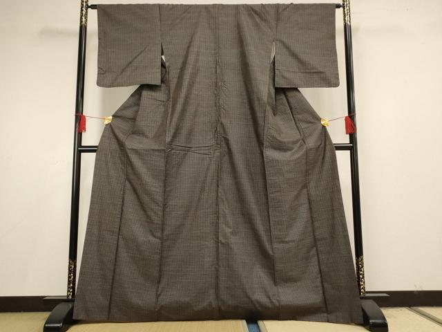 平和屋着物■本場大島紬 格子 正絹 逸品 AAAR0210iu