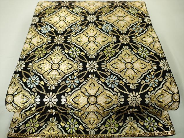 平和屋本店■極上　龍村美術織物　本袋帯　透花更紗文　黒地　金糸　逸品　未使用　DZAA3983kh5