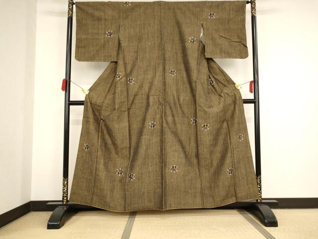 平和屋着物■上質な紬　糸巻文　正絹　逸品　AAAN1889ja