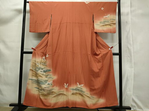 平和屋着物■上質な小紋 飛鶴立波文 暈し染め 金銀糸 正絹 逸品 CAAJ8134ku 平和屋着物■上質な小紋 飛鶴立波文 暈し染め 金銀糸 正絹 逸品 CAAJ8134ku