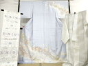 平和屋本店■極上 訪問着・長襦袢(無双仕立て)・袋帯 3点セット 駒刺繍 道長正倉院花文 淡藤色地 反端付き 逸品 未使用 DZAA3276kh5