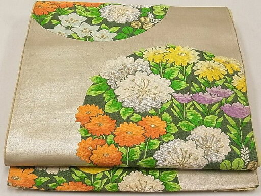 平和屋着物◎六通柄袋帯 草花丸文 金銀糸 逸品 CAAE3628ku 平和屋着物◎六通柄袋帯 草花丸文 金銀糸 逸品 CAAE3628ku