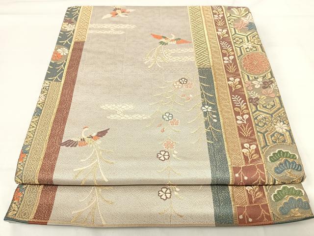 平和屋着物◎西陣　六通柄袋帯　唐織　鳳凰花文　金糸　正絹　逸品　AABH0192yx