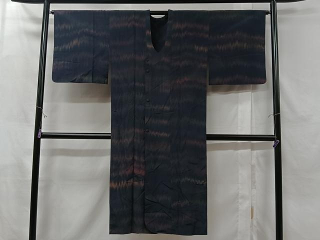 平和屋着物＃道行コート　単衣　霞文　ロング丈　正絹　逸品　CABC2957ua