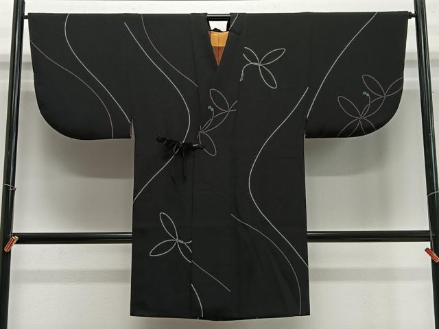 平和屋着物∞道中着　舞蝶紐文　黒地　ロング丈　正絹　逸品　CABE4817ua