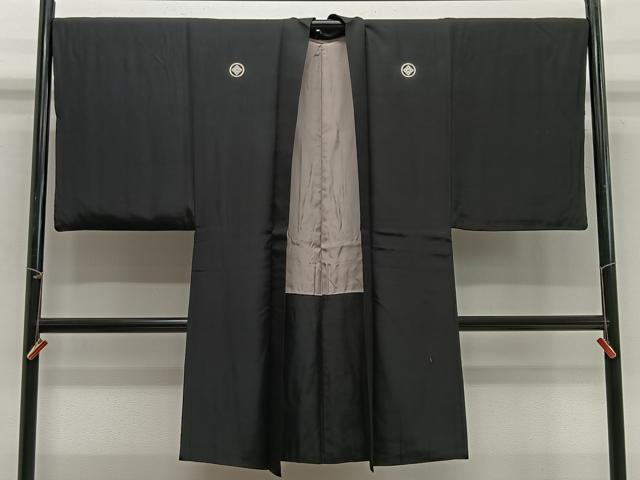 平和屋着物∞男性長羽織黒紋付羽裏：...