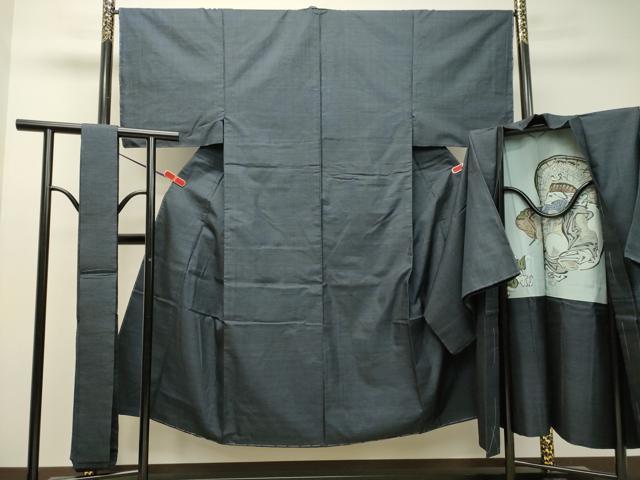 平和屋着物●男性 本場大島紬 アンサンブル 角帯セット 100亀甲 総詰め 正絹 逸品 DAAU0618tw