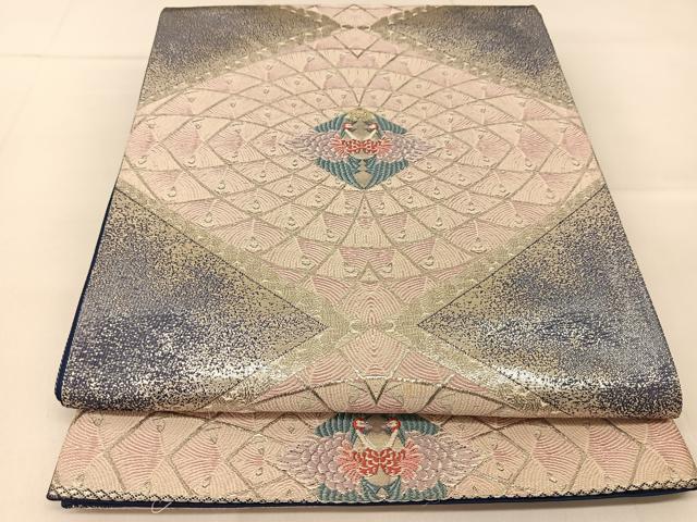 平和屋着物◎六通柄袋帯　唐織　向かい孔雀文　金銀糸　正絹　逸品　BAAU2196yc