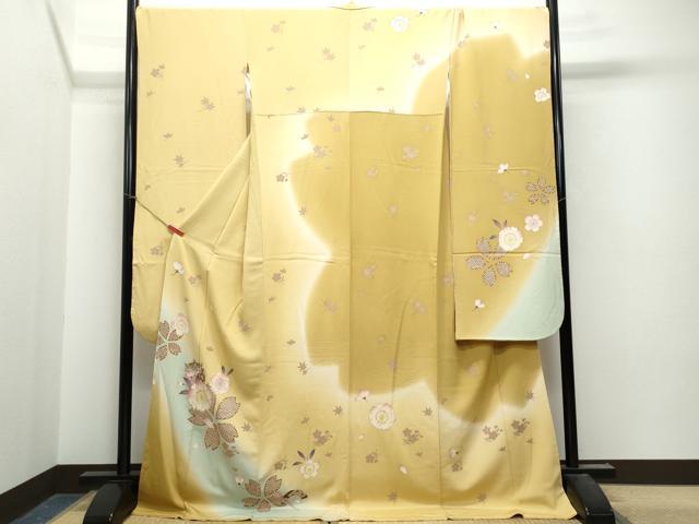 平和屋着物●豪華振袖 駒刺繍 糸巻き櫛花文 暈し染め 金彩 正絹 逸品 CAAT7147vf