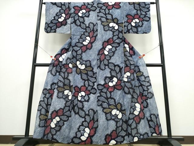 平和屋着物∴夏物　浴衣　有松鳴海絞り　枝牡丹　綿　逸品　CABD2638ng