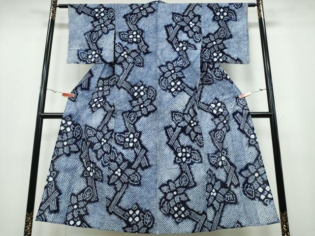 平和屋着物∴夏物　浴衣　有松鳴海絞り　舞花文　綿　逸品　未使用　CABA0508ng