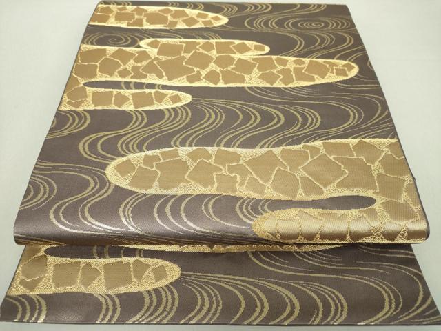 平和屋着物●西陣　川島織物　六通柄　本袋帯　流水霞箔散らし　金糸　正絹　逸品　DAAU5165ps