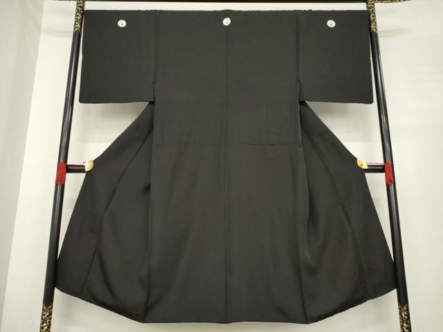 平和屋着物●男性　黒紋付　正絹　逸品　AABE7576ck