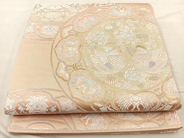 平和屋着物◎西陣　六通柄袋帯　唐織　絵皿文様　金銀糸　正絹　逸品　BAAM2177if