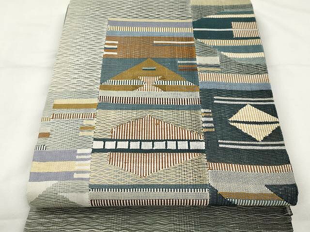 平和屋着物▽スリーシーズン　春夏秋　太鼓柄袋帯　すくい織　吉祥文　正絹　逸品　CAAX9576yk