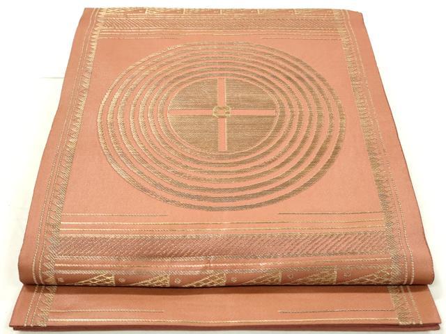 平和屋着物◎六通柄袋帯　丸文　金糸　正絹　逸品　DAAT2391qa