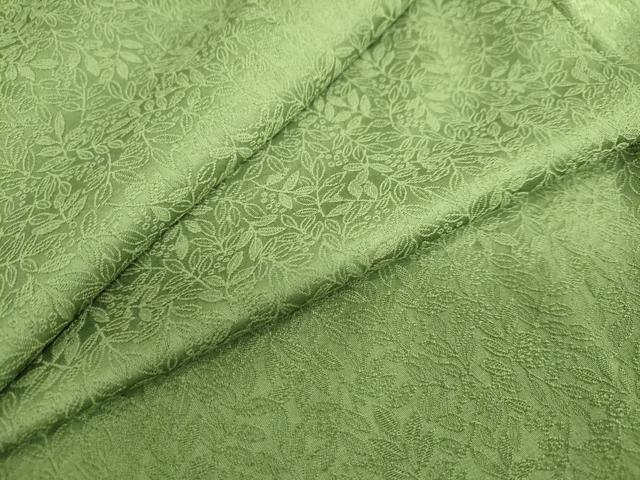Kimono - 平和屋着物●上質な色無地　南天地紋　草色　正絹　逸品　DABC2973ud