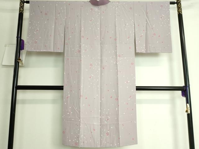 平和屋本店■上質な長襦袢　無双仕立て　舞桜　江戸鼠色地　逸品　未使用　DZAA6484kh5