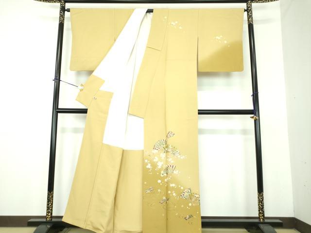 平和屋着物●金彩友禅作家　木村桂友　訪問着　舞扇花文　花筏　暈し染め　金彩　さ...