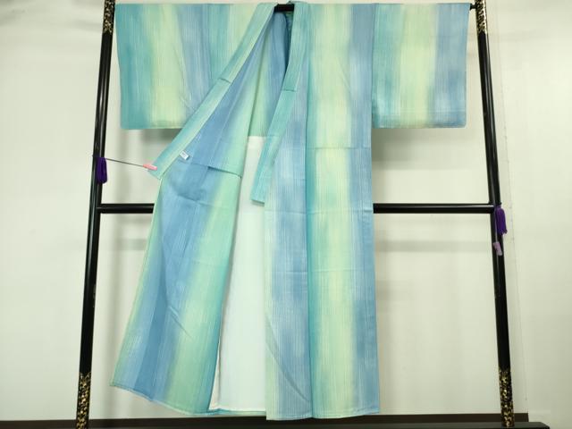 平和屋本店■極上　男性　小紋　単衣　間道　暈し染め　反端付き　逸品　未使用　DZAA6575kh5