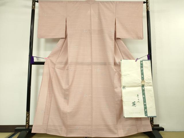 平和屋本店■極上　夏物　洗える最高級着物　＜英＞はなぶさ謹製　小紋　変わり絽　草花文　たとう紙付..