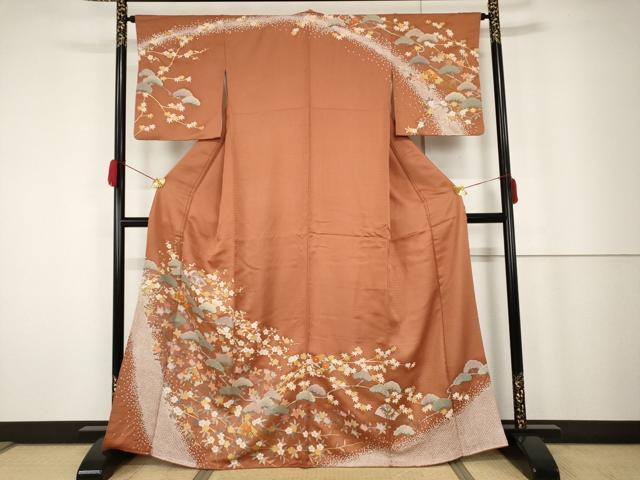 平和屋着物■訪問着 扇面草花文 金彩 正絹 逸品 AAAL5078bw