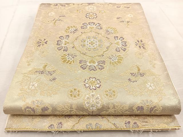 平和屋着物◎六通柄袋帯　唐織　サルナート帯　正倉院花鳥文　金銀糸　引箔　正絹　逸品　BAAV4474yc