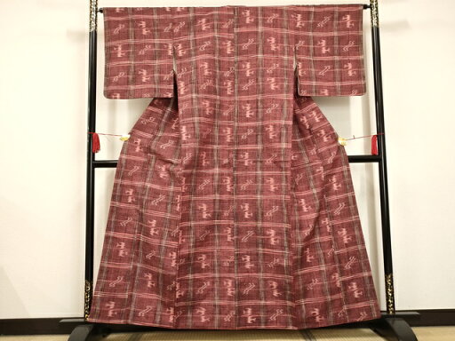 平和屋着物■上質な紬 格子柄 正絹 逸品 AAAL7548gk 平和屋着物■上質な紬 格子柄 正絹 逸品 AAAL7548gk