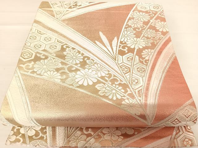 平和屋着物◎両面全通柄袋帯　唐織　若松花文　銀糸　正絹　逸品　AABF4634yx