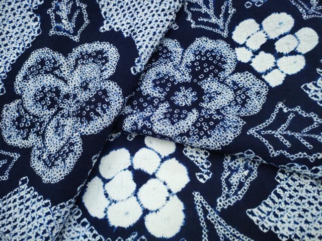 平和屋着物∴夏物　浴衣　有松鳴海絞り　枝花文　綿　逸品　CABD2648ng