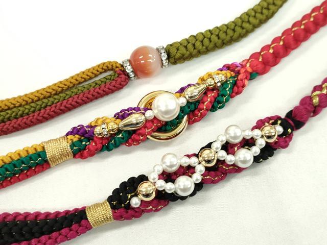 平和屋着物▼和装小物　帯締め3本セット　振袖用　飾り付き　パール　天然石　金糸　逸品　CAAX8213ju