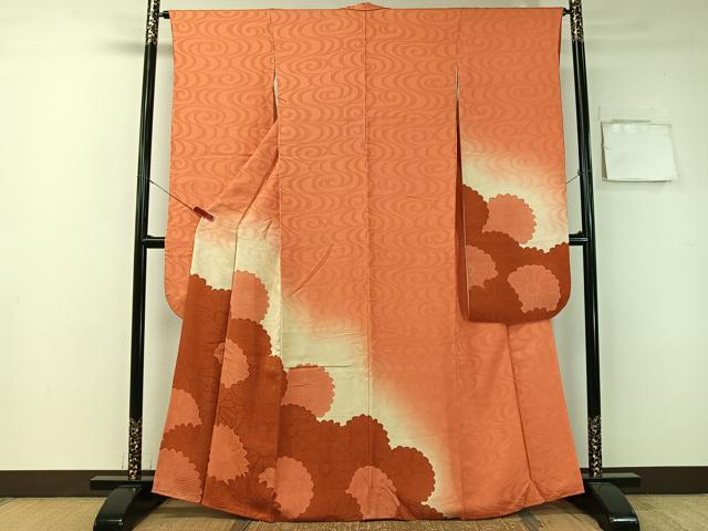 平和屋着物■豪華振袖　地紋起こし　流水菊文　暈し染め　正絹　逸品　CAAZ9946vp