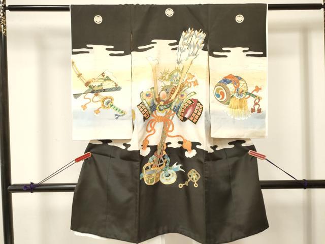 Kimono （For Girls） - 平和屋着物[]お宮参り　男の子　祝着　産着　初着　のしめ　駒刺繍　龍　兜　矢羽鼓花文　暈し染め　金彩　逸品　DABA3735ma