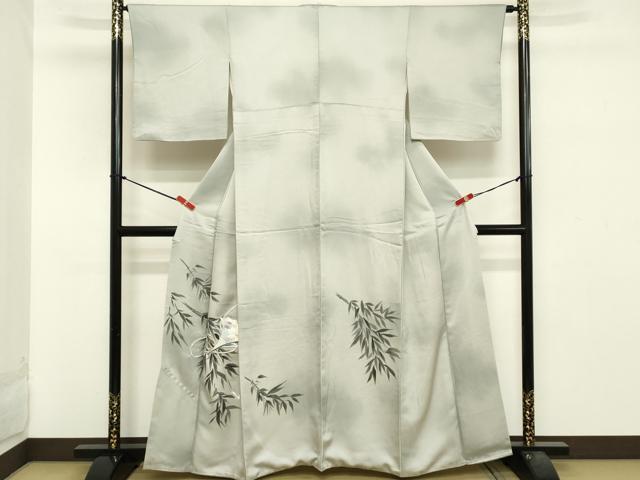 平和屋着物■訪問着　手描き　駒刺繍　笹文　正絹　逸品　DABA5510cd