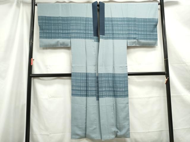 平和屋着物■男性　長襦袢　袷　格子　正絹　逸品　DABC0933qa