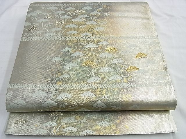 平和屋着物◎六通柄袋帯　松　金銀糸　引箔　逸品　BAAI0355du