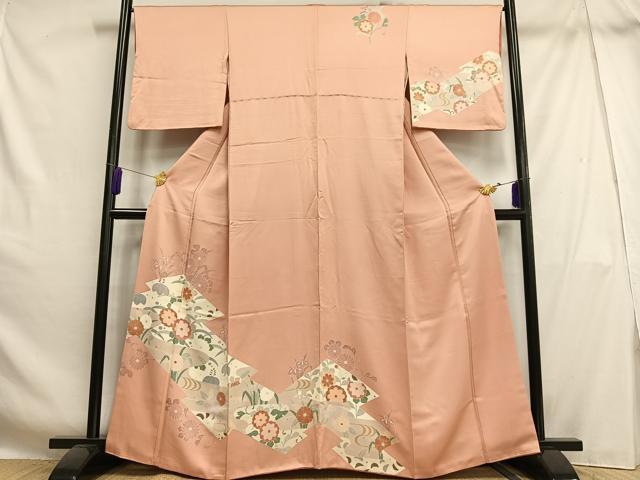 平和屋着物■訪問着　松皮菱花文　正絹　逸品　AABH7562oa