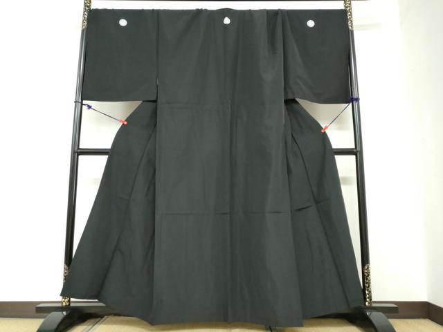 Uramono - 平和屋着物▽男性　単衣　黒紋付　キングサイズ　正絹　逸品　DABC2303ud