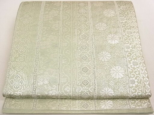 平和屋着物◎六通柄袋帯 花唐草間道 銀糸 逸品 DAAE0244yyy 平和屋着物◎六通柄袋帯 花唐草間道 銀糸 逸品 DAAE0244yyy