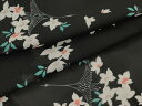 平和屋着物*夏物 小紋 絽 花鳥文 黒地 洗える着物 AAAW2119sx