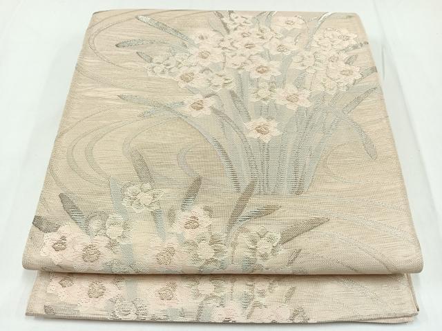 平和屋着物＊夏物　六通柄袋帯　唐織　流水花文　金銀糸　正絹　逸品　AAAW9008jh