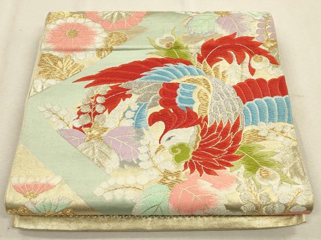 乐天商城 - 平和屋着物◎六通柄袋帯　唐織　松皮菱鳳凰花文　金銀糸　正絹　逸品　CAAU1302ft