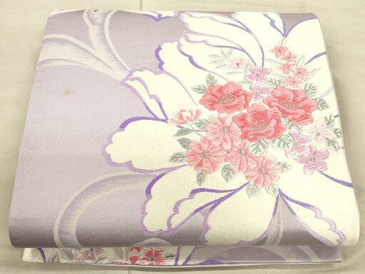 平和屋着物◎六通柄袋帯 唐織 草花文 銀糸 正絹 逸品 CAAU1315ft 平和屋着物◎六通柄袋帯 唐織 草花文 銀糸 正絹 逸品 CAAU1315ft