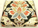 平和屋着物◎六通柄 本袋帯 更紗花文 黒地 金銀糸 正絹 逸品 CAAU1369ft