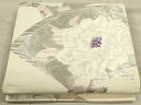 平和屋着物◎六通柄袋帯 唐織 地紙牡丹文 銀糸 正絹 逸品 CAAU1371ft