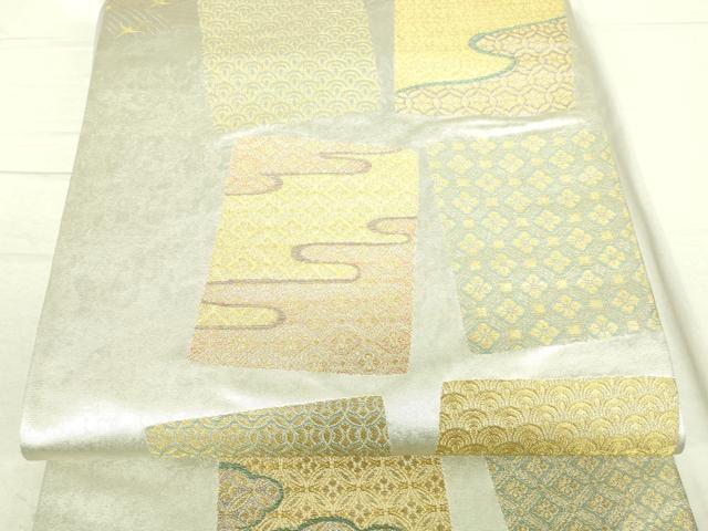 平和屋着物●六通柄袋帯　色紙小紋　金糸　引箔　正絹　逸品　DAAH7505sf